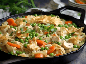 This chicken pot pie noodle dish is so good, we eat it every week in my family